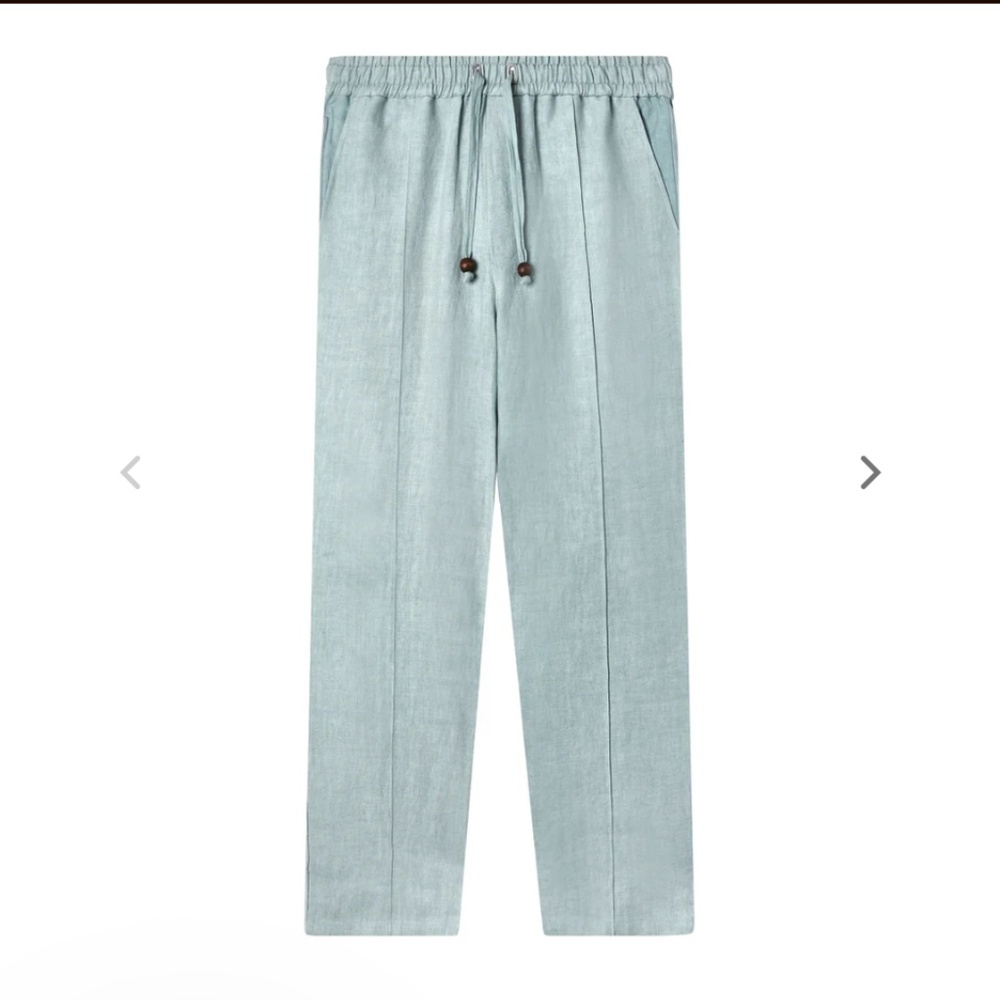 TOMBOLO Easy-Going‎ Pants (Hazy Blue  Linen) Womens XL Wide leg - Picture 4 of 15